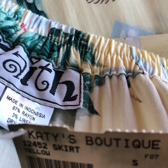 Faith Women's Skirt Full Length Floral With Ruffled Hem Yellow Green Size S - Picture 13 of 16